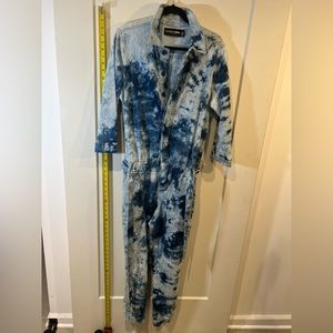 New Denim Tie-dye Gabrielle Union Jumpsuit with belt